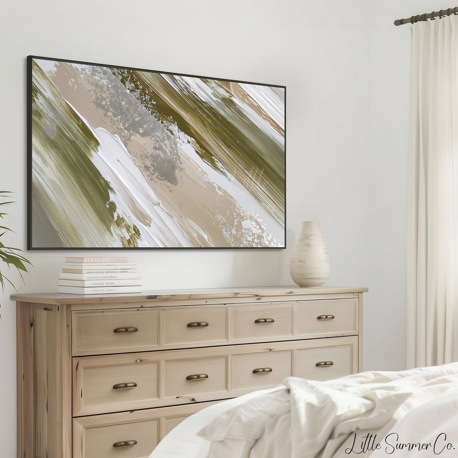 Sage Cream Sweep Frame TV Art displayed on a TV