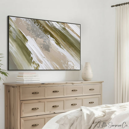 Sage Cream Sweep Frame TV Art displayed on a TV