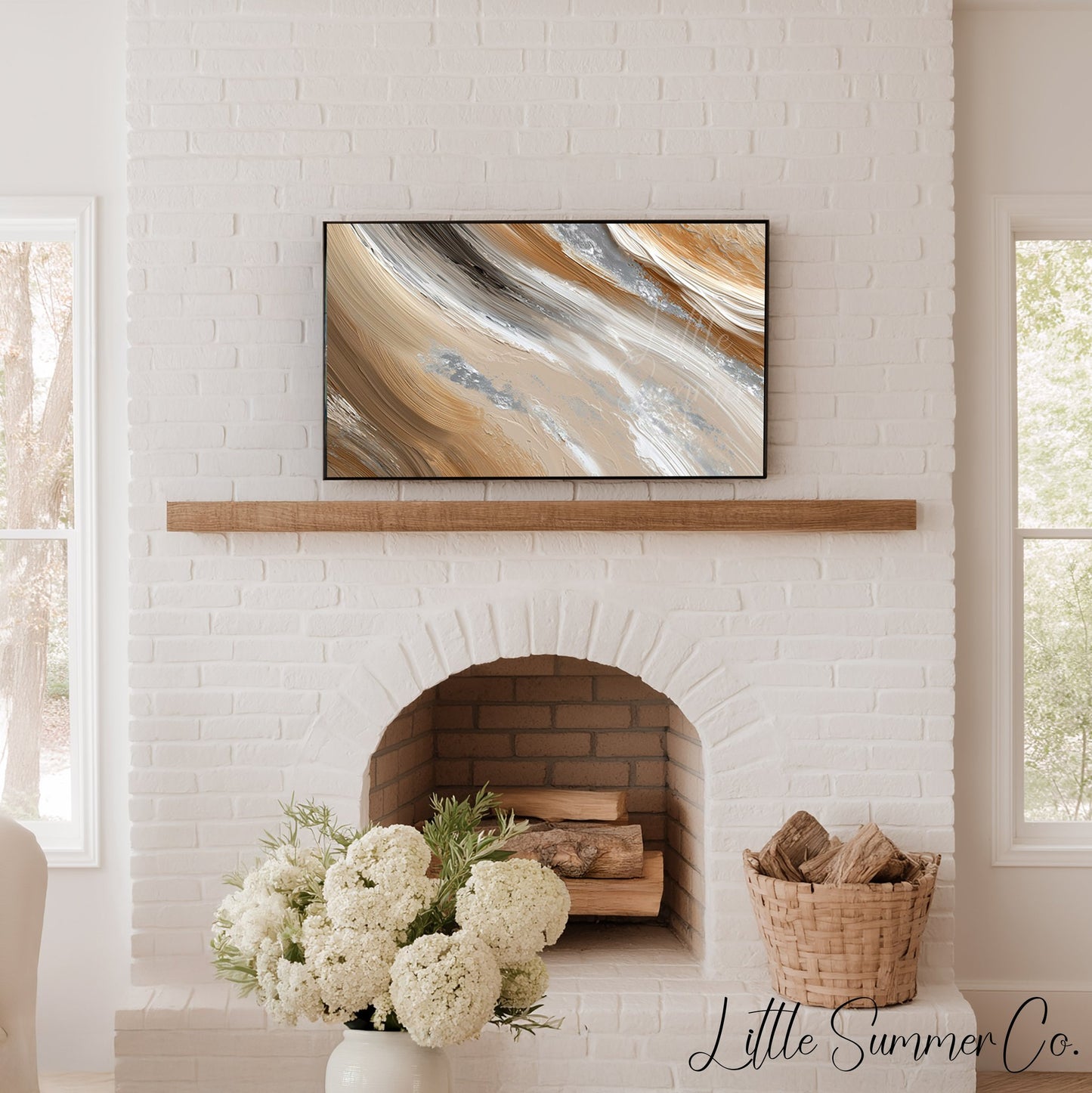 Sand Silver Sweep Frame TV Art displayed on a TV
