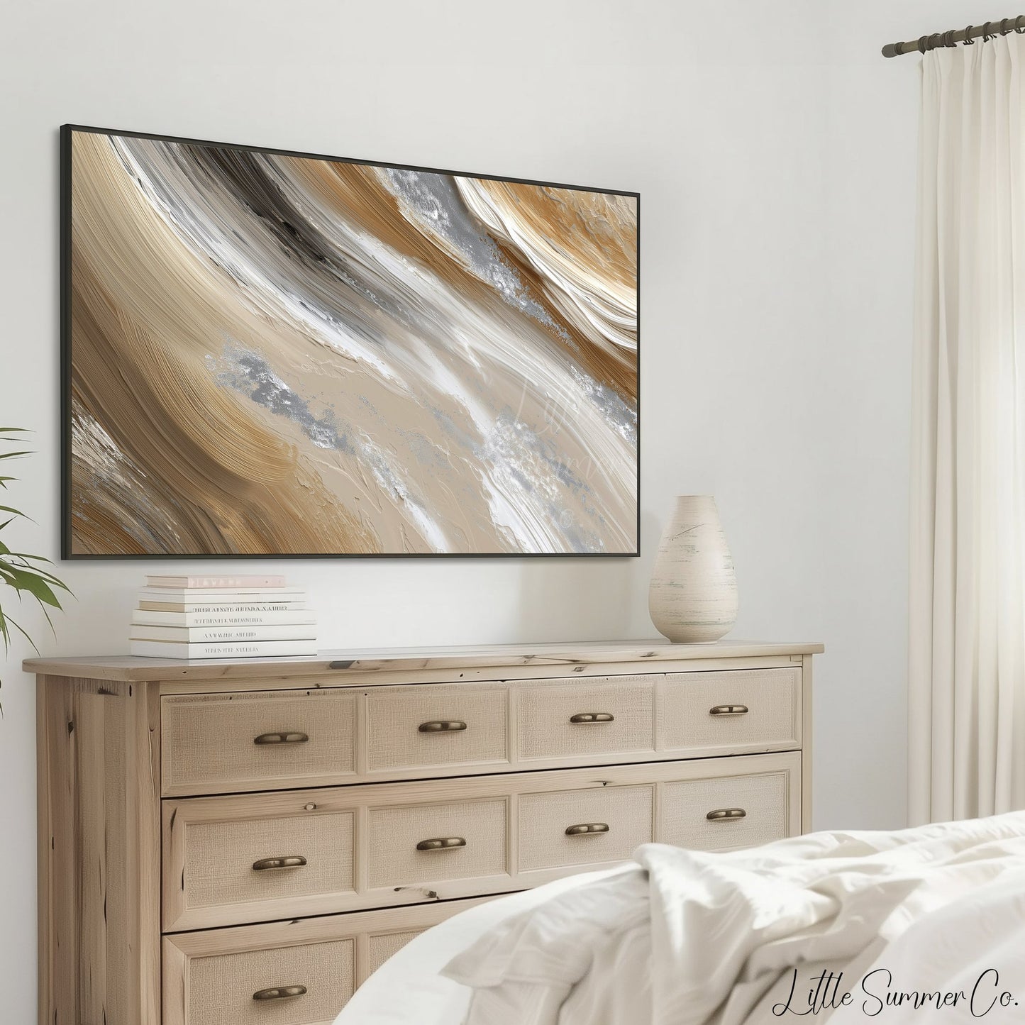 Sand Silver Sweep Frame TV Art displayed on a TV