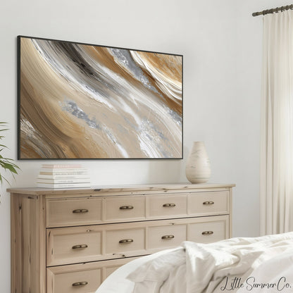 Sand Silver Sweep Frame TV Art displayed on a TV