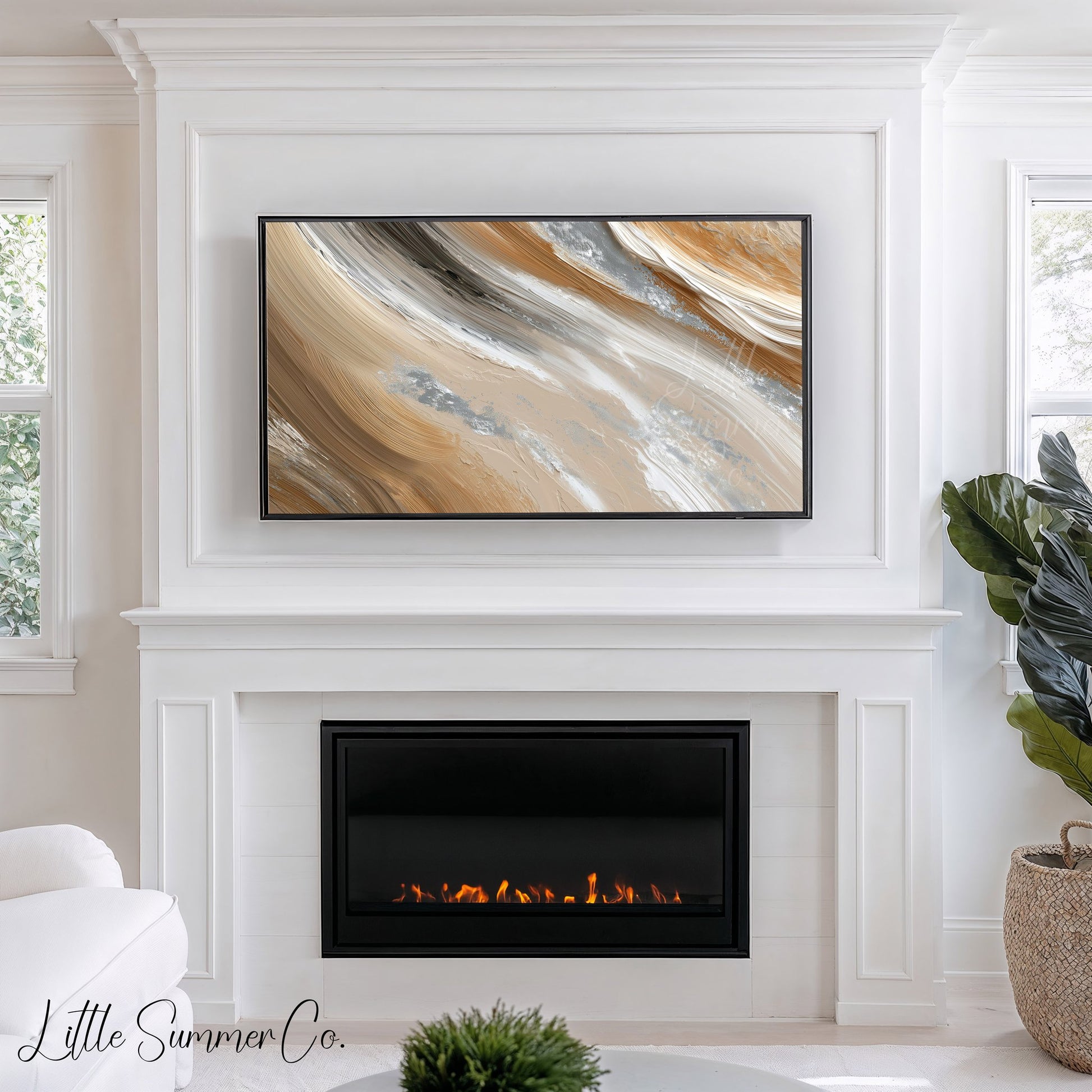 Sand Silver Sweep Frame TV Art displayed on a TV