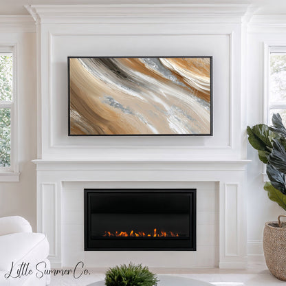 Sand Silver Sweep Frame TV Art displayed on a TV