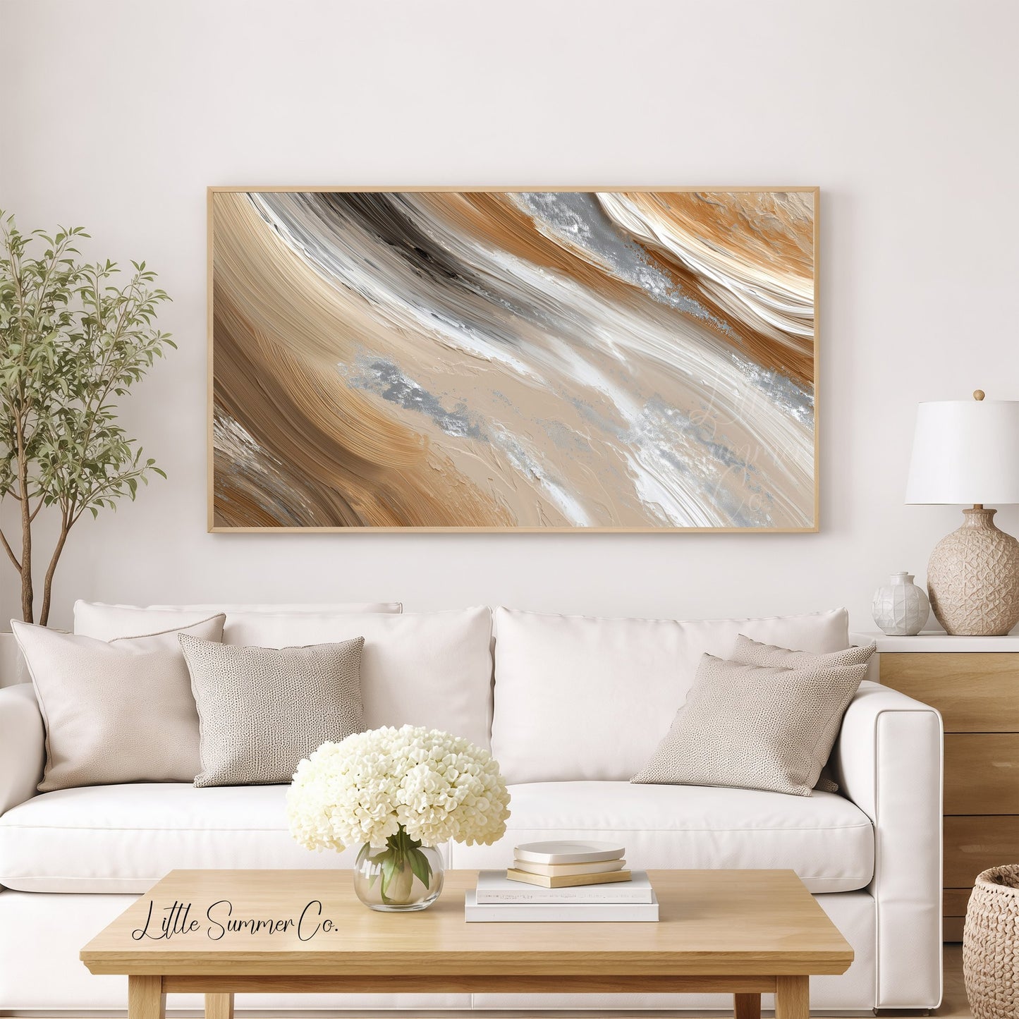 Sand Silver Sweep Frame TV Art displayed on a TV