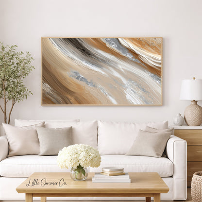Sand Silver Sweep Frame TV Art displayed on a TV