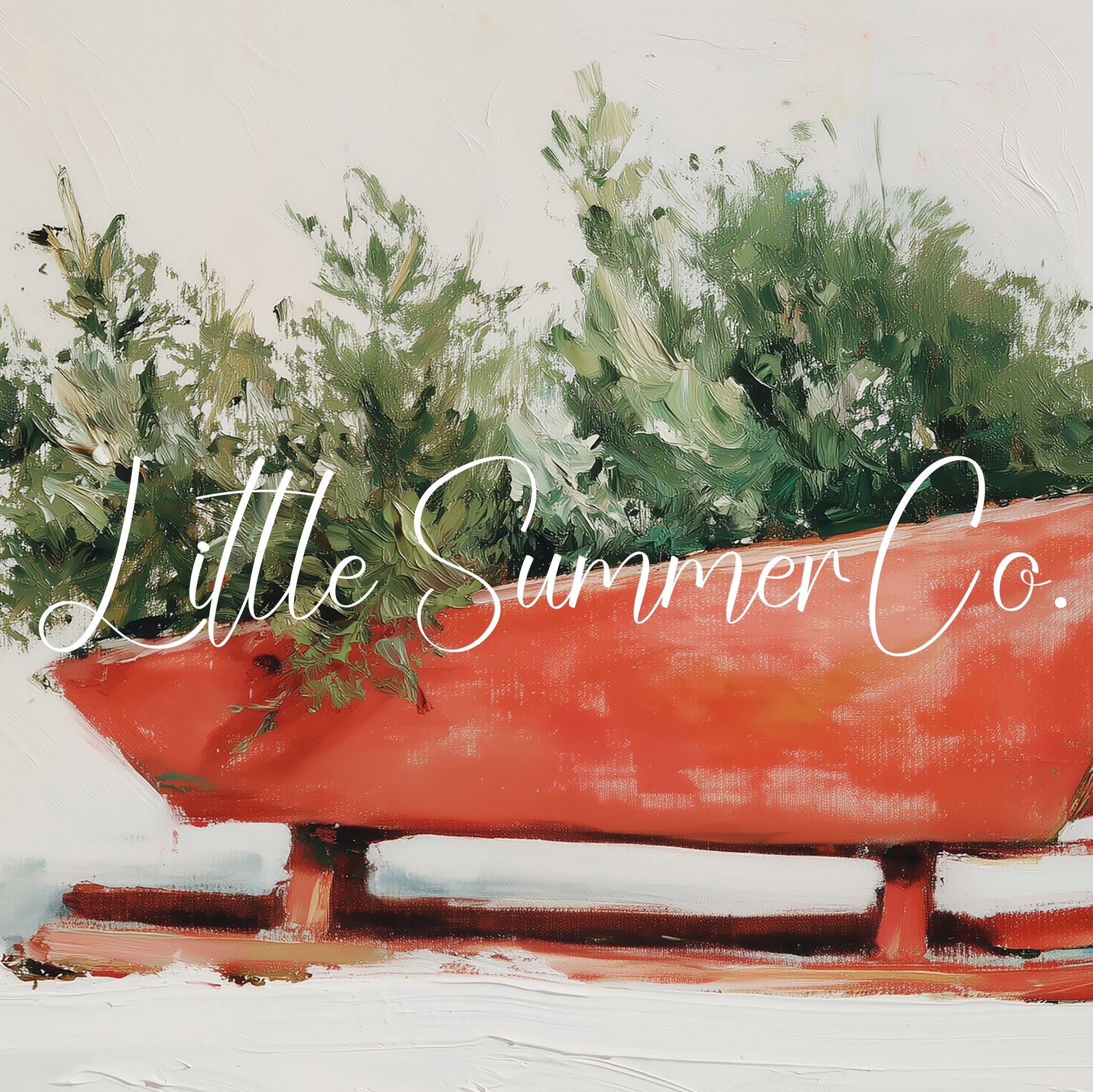 Holiday Sleigh Greenery Frame TV Art displayed on a TV
