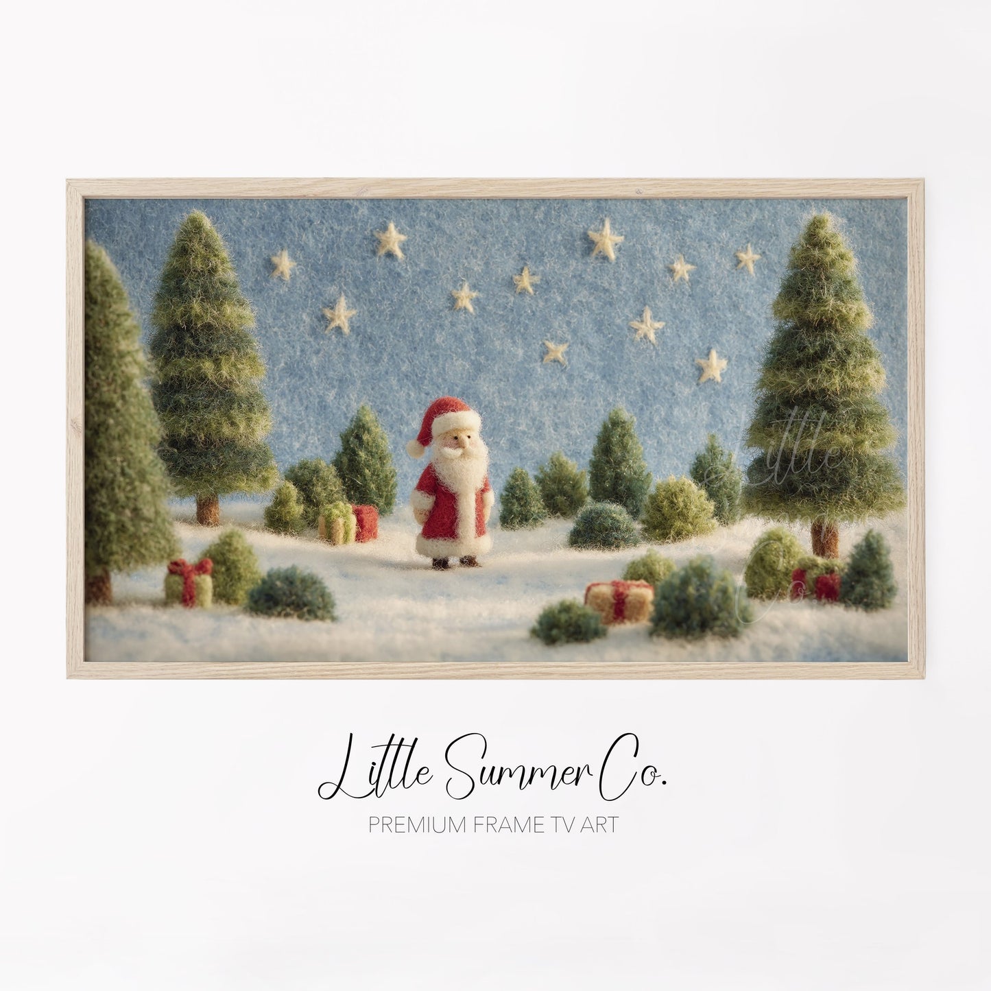 Santa Snowy Forest Frame TV Art displayed on a TV