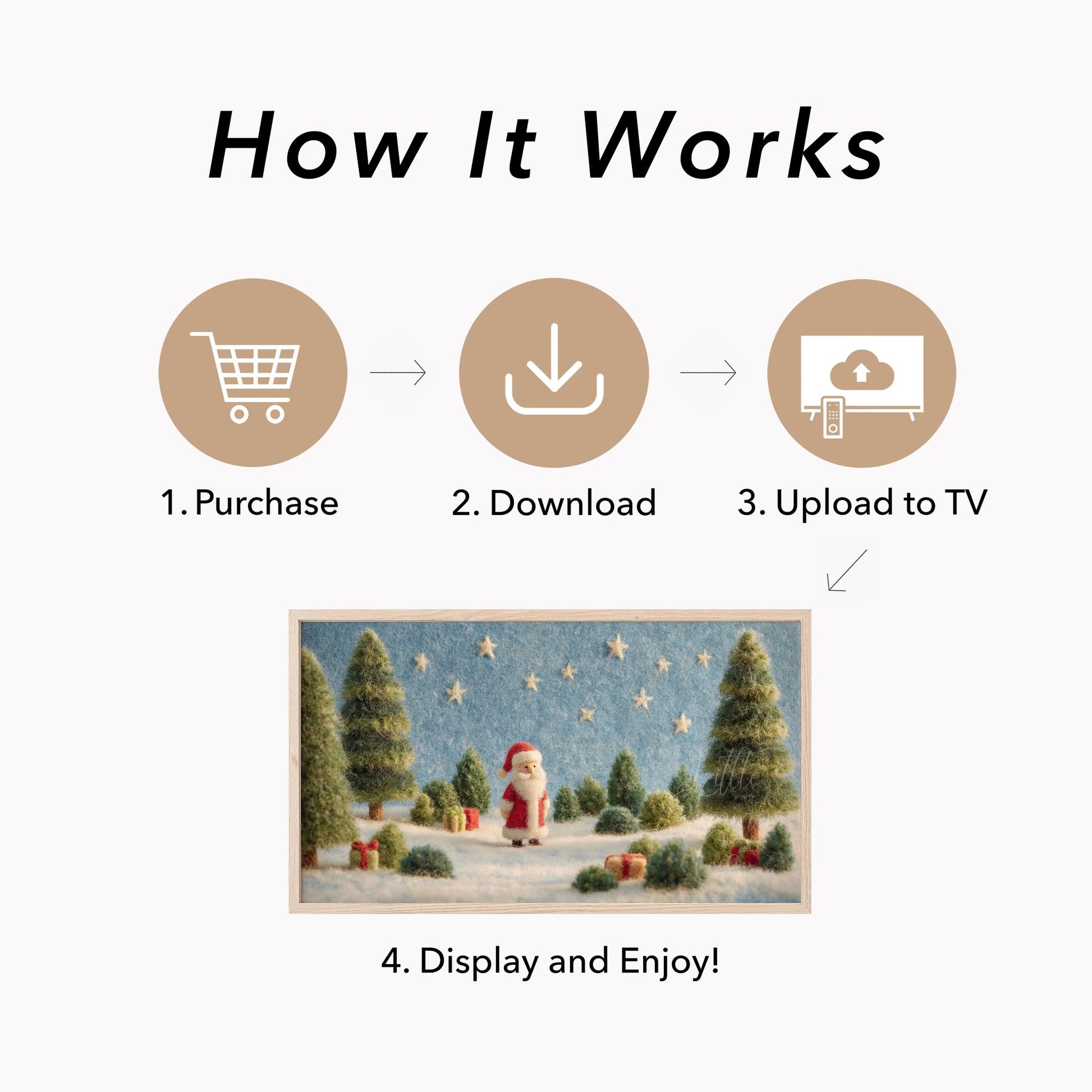 Santa Snowy Forest Frame TV Art displayed on a TV