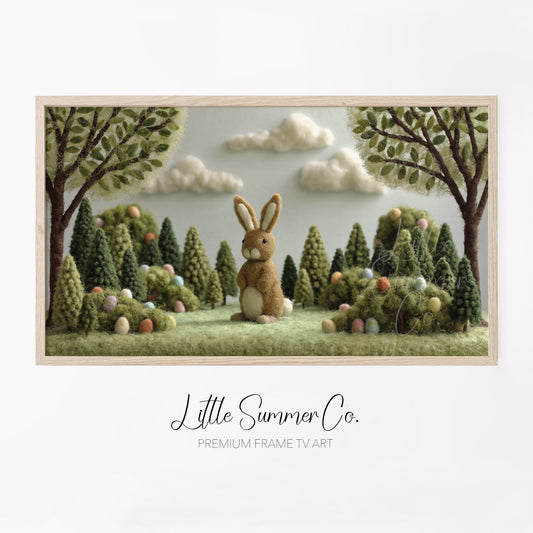 Easter Bunny Forest Frame TV Art displayed on a TV