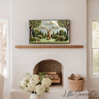 Easter Bunny Forest Frame TV Art displayed on a TV