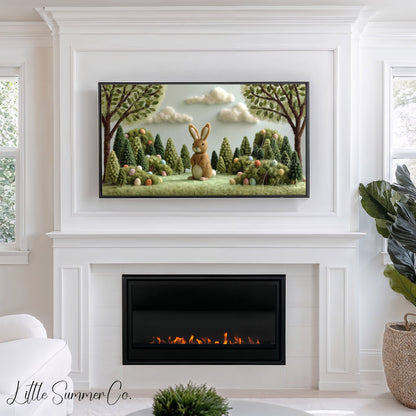 Easter Bunny Forest Frame TV Art displayed on a TV