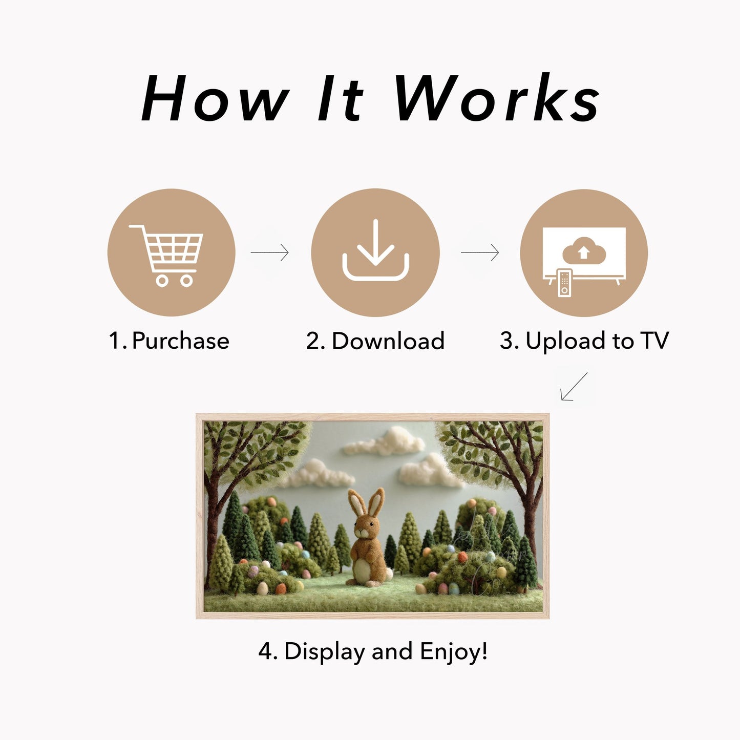 Easter Bunny Forest Frame TV Art displayed on a TV