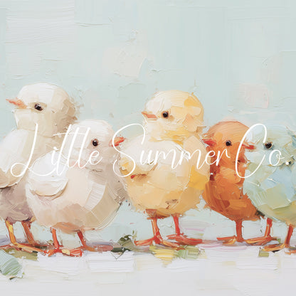 Pastel Chicks Frame TV Art displayed on a TV