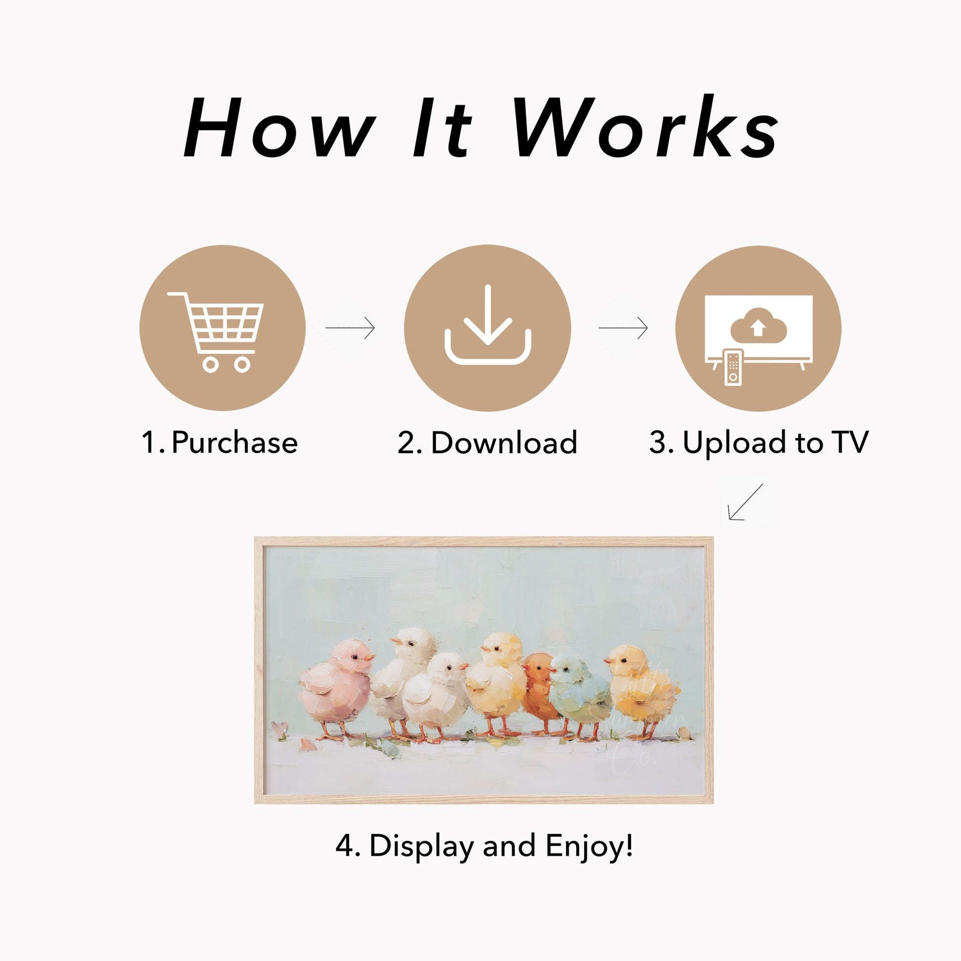 Pastel Chicks Frame TV Art displayed on a TV