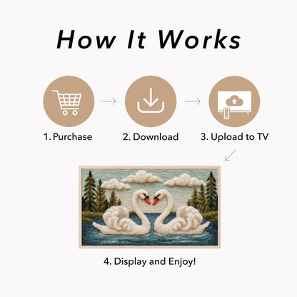 Swan Heart Lake Frame TV Art displayed on a TV