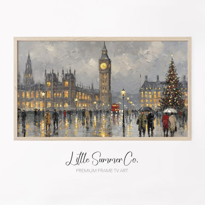Big Ben Christmas Tree Frame TV Art displayed on a TV
