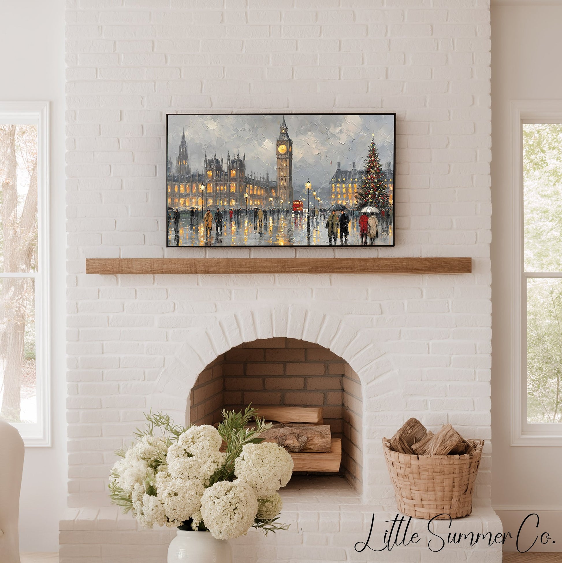 Big Ben Christmas Tree Frame TV Art displayed on a TV