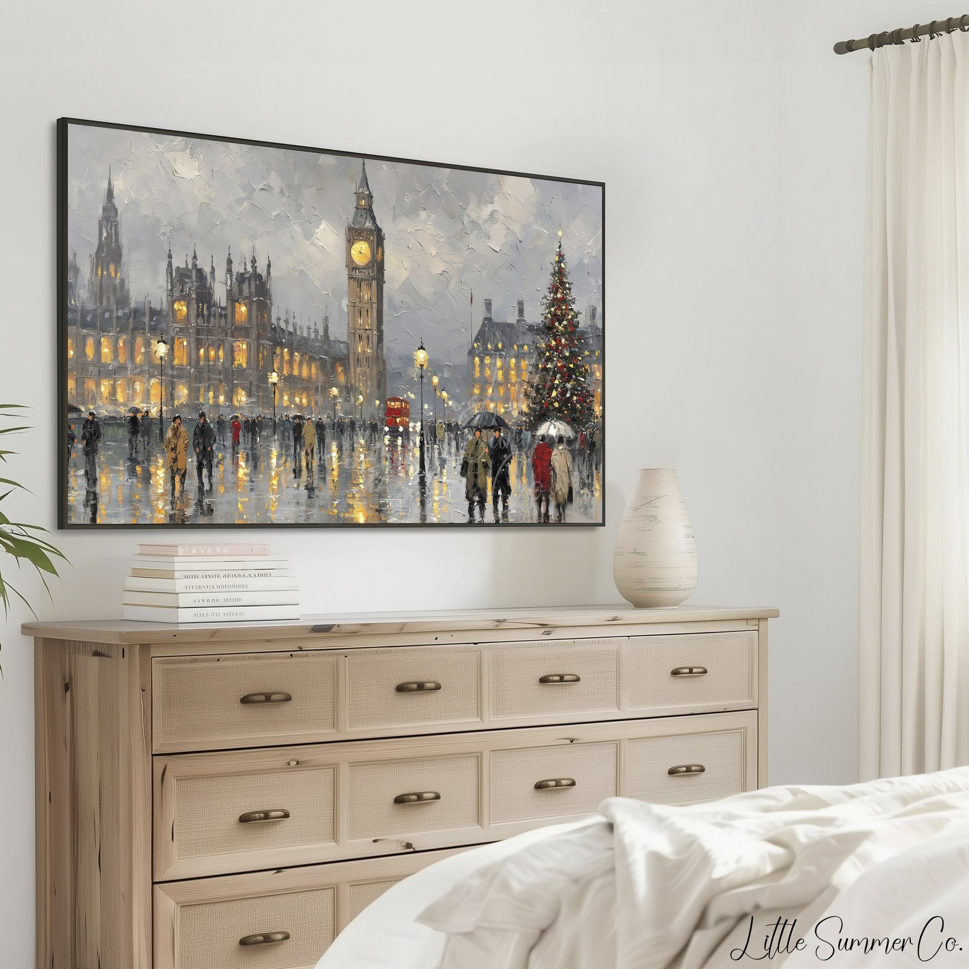 Big Ben Christmas Tree Frame TV Art displayed on a TV