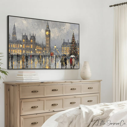 Big Ben Christmas Tree Frame TV Art displayed on a TV