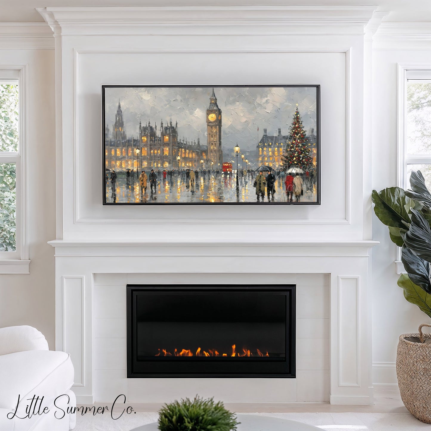 Big Ben Christmas Tree Frame TV Art displayed on a TV