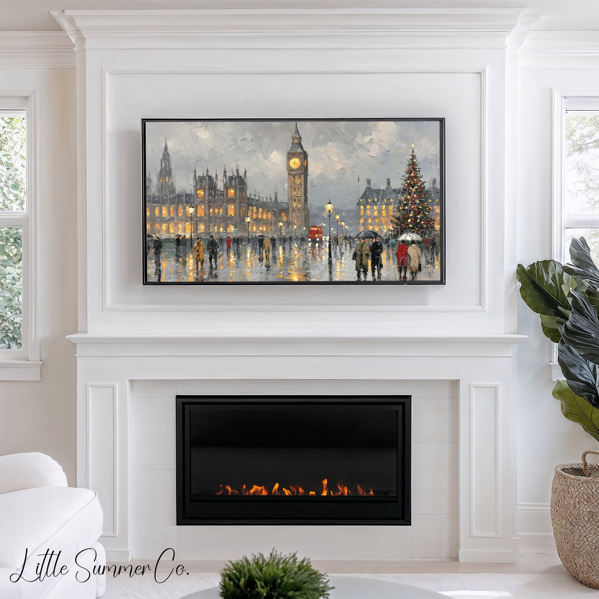 Big Ben Christmas Tree Frame TV Art displayed on a TV