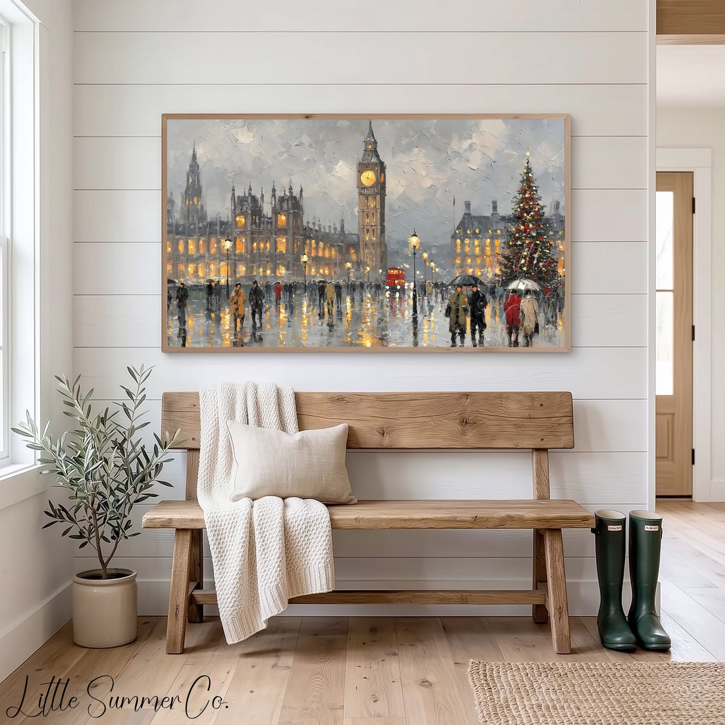 Big Ben Christmas Tree Frame TV Art displayed on a TV