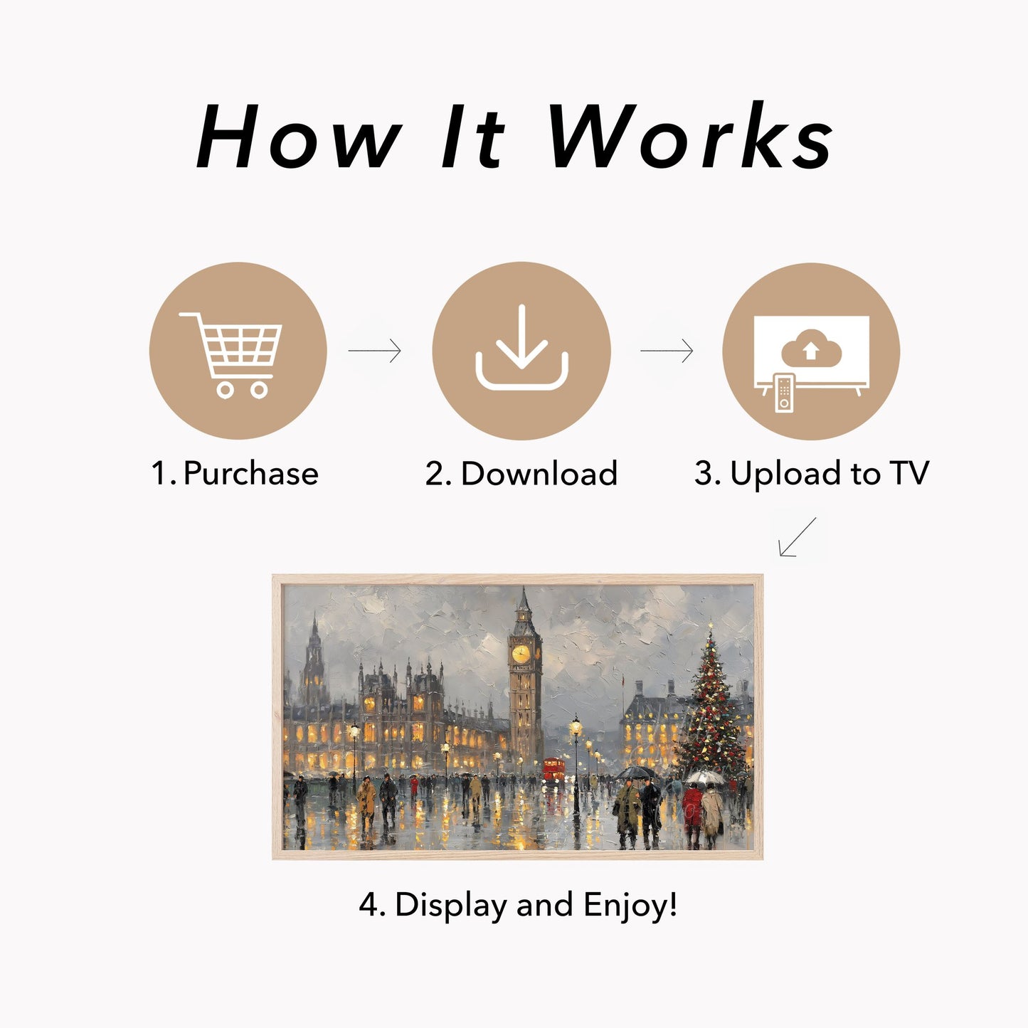 Big Ben Christmas Tree Frame TV Art displayed on a TV