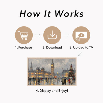 Big Ben Christmas Tree Frame TV Art displayed on a TV