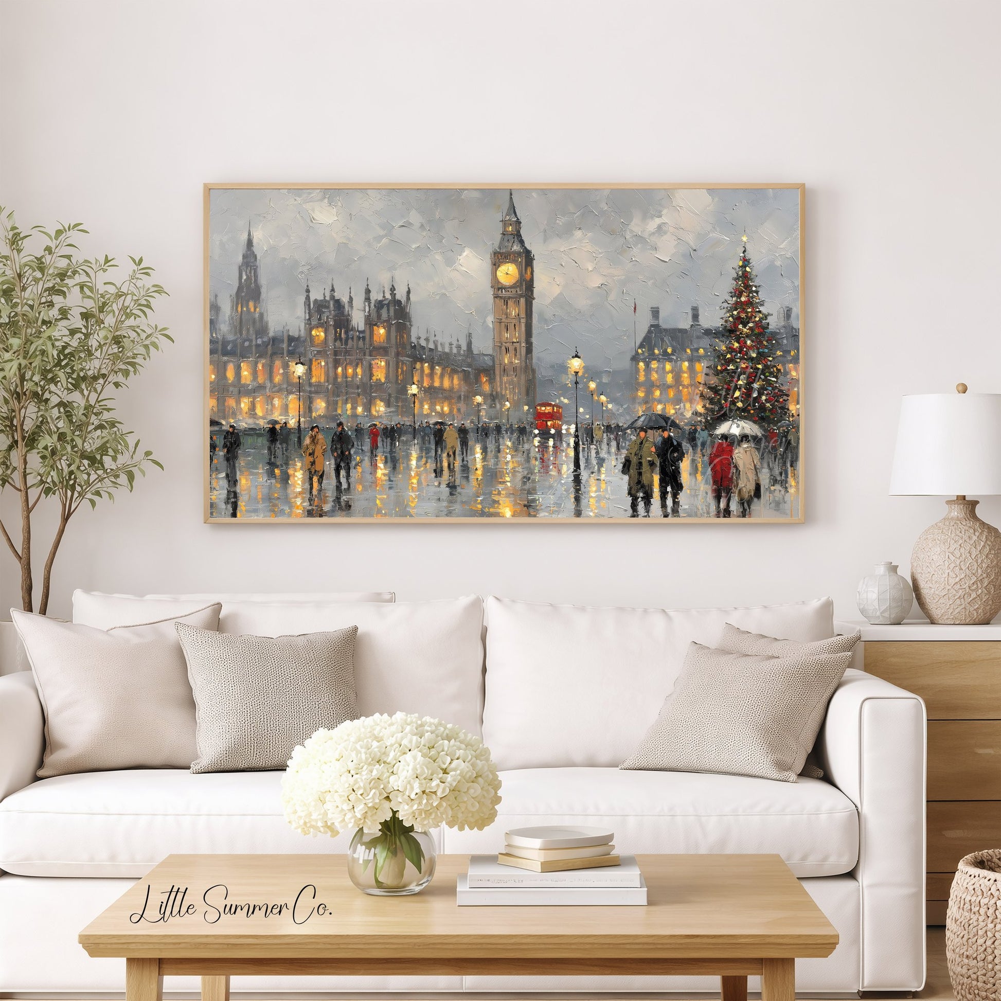 Big Ben Christmas Tree Frame TV Art displayed on a TV