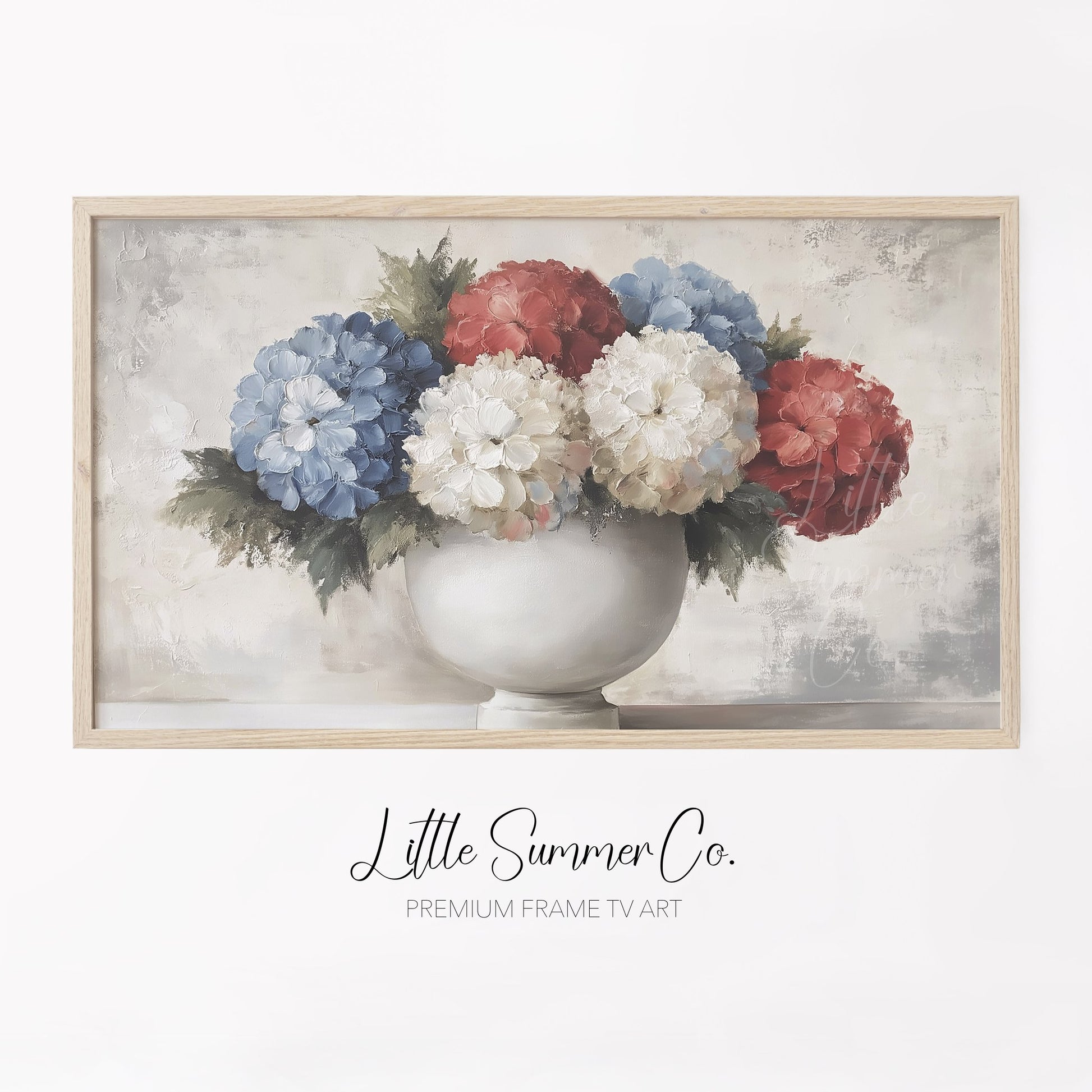 Hydrangea Bouquet Vase Frame TV Art displayed on a TV