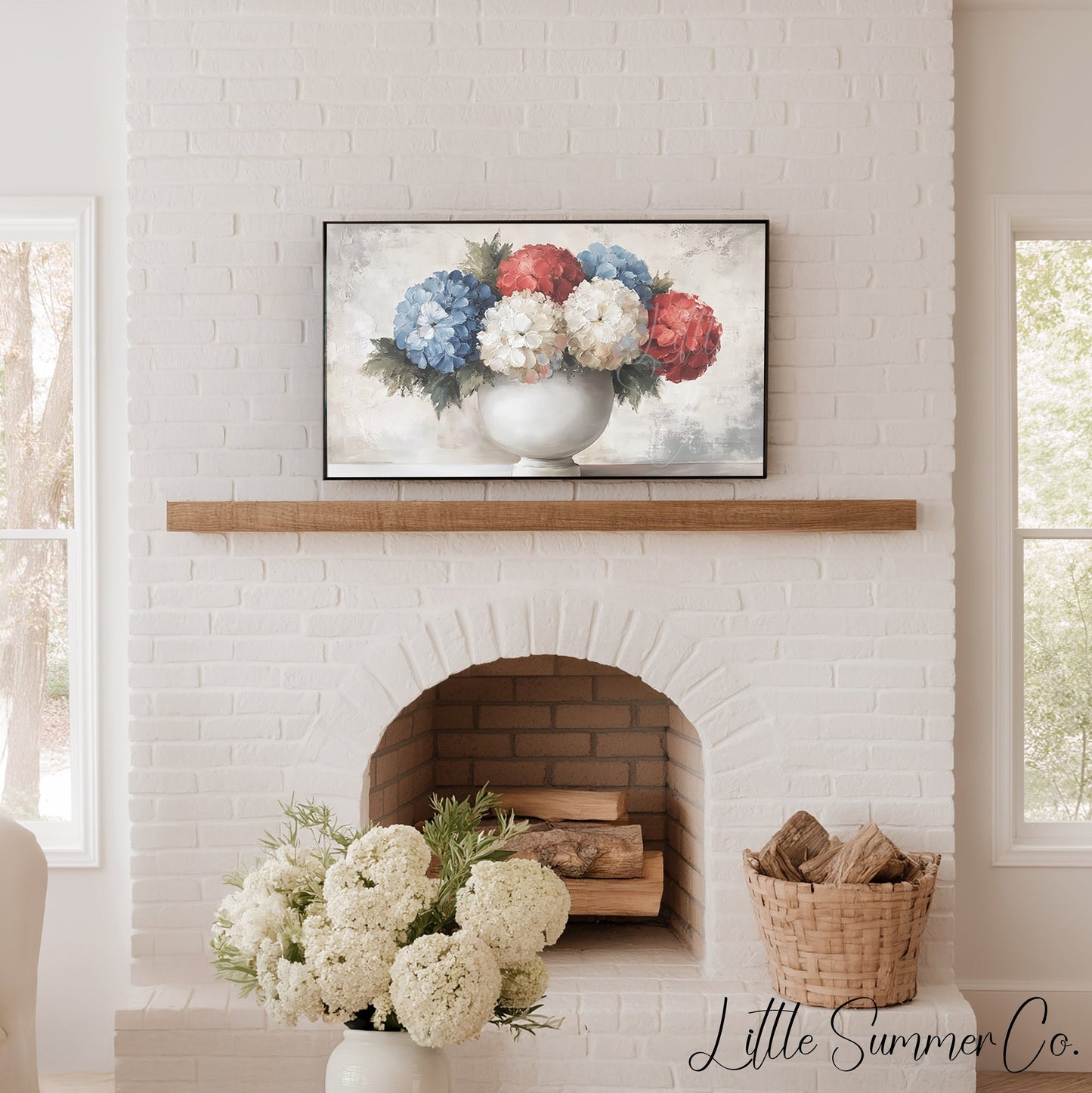 Hydrangea Bouquet Vase Frame TV Art displayed on a TV