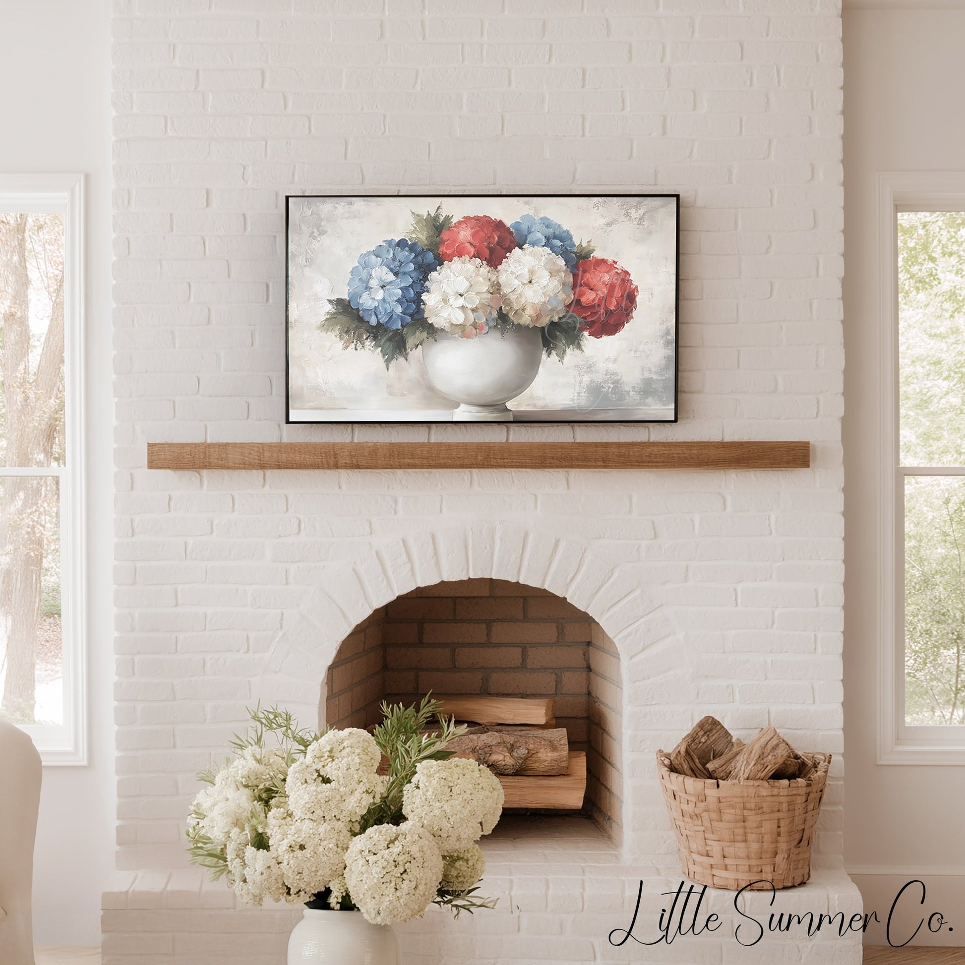 Hydrangea Bouquet Vase Frame TV Art displayed on a TV