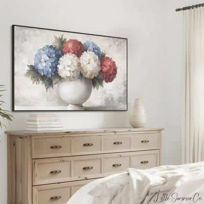 Hydrangea Bouquet Vase Frame TV Art displayed on a TV