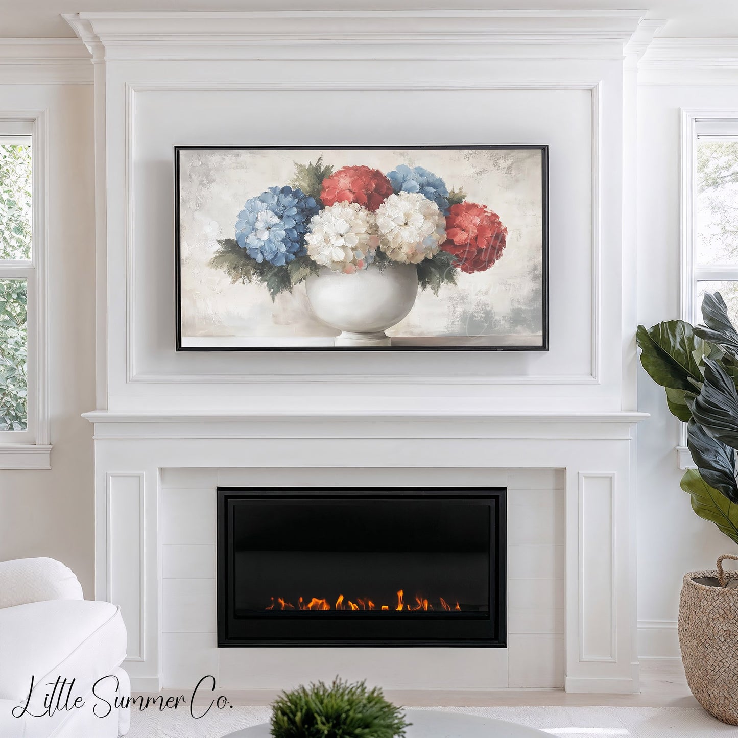 Hydrangea Bouquet Vase Frame TV Art displayed on a TV