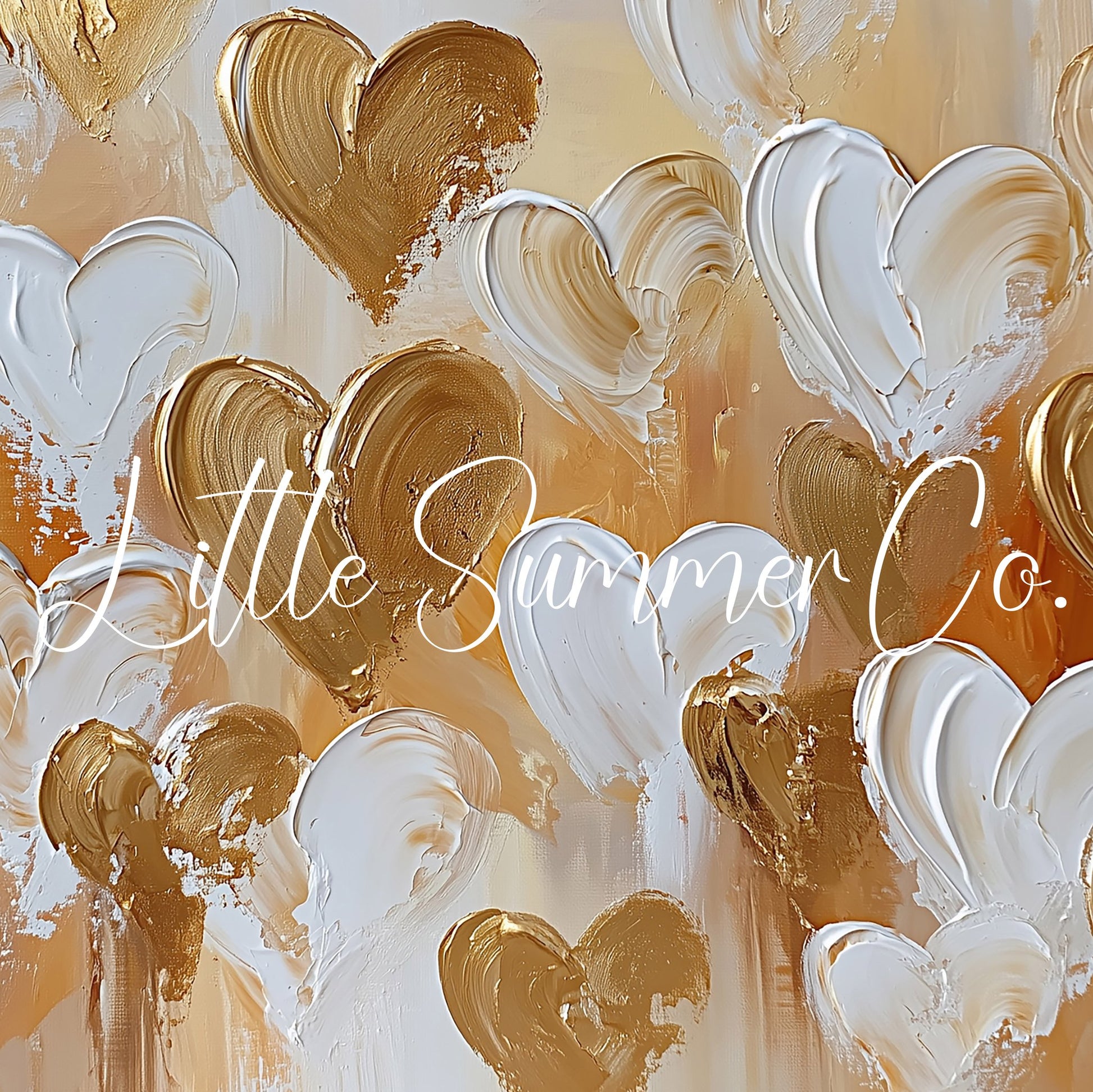 Gold White Hearts Frame TV Art displayed on a TV