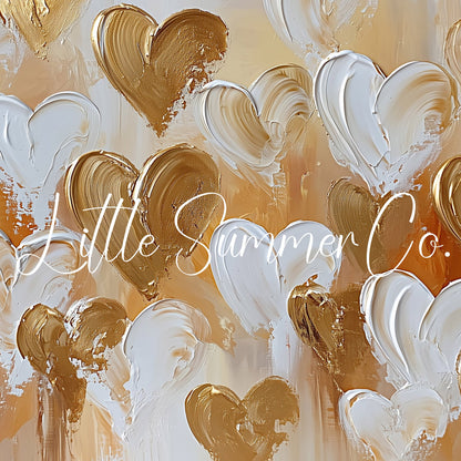 Gold White Hearts Frame TV Art displayed on a TV