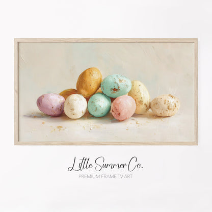 Pastel Eggs Frame TV Art displayed on a TV