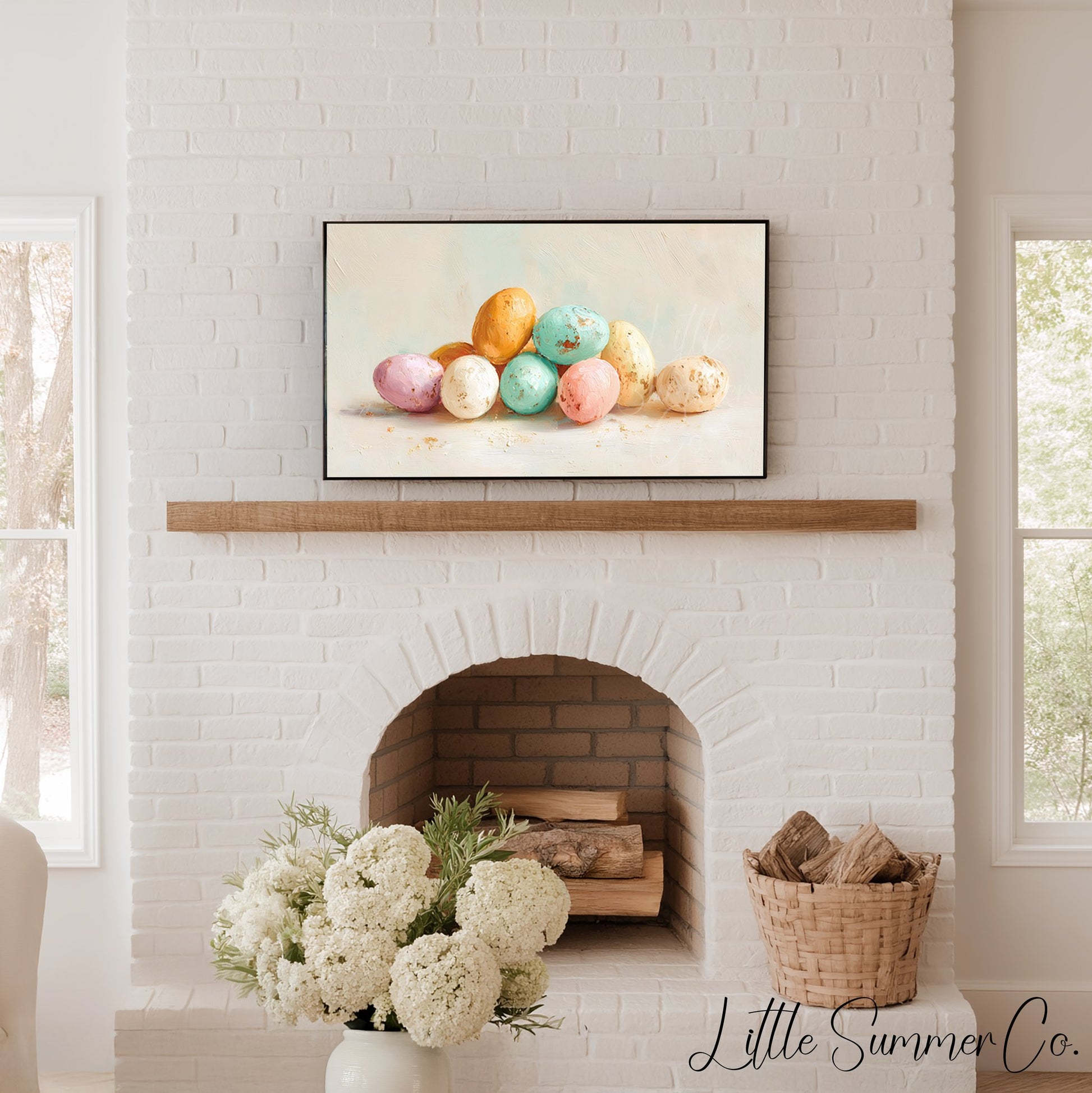 Pastel Eggs Frame TV Art displayed on a TV