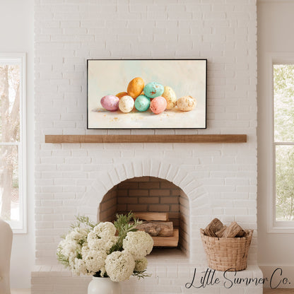 Pastel Eggs Frame TV Art displayed on a TV
