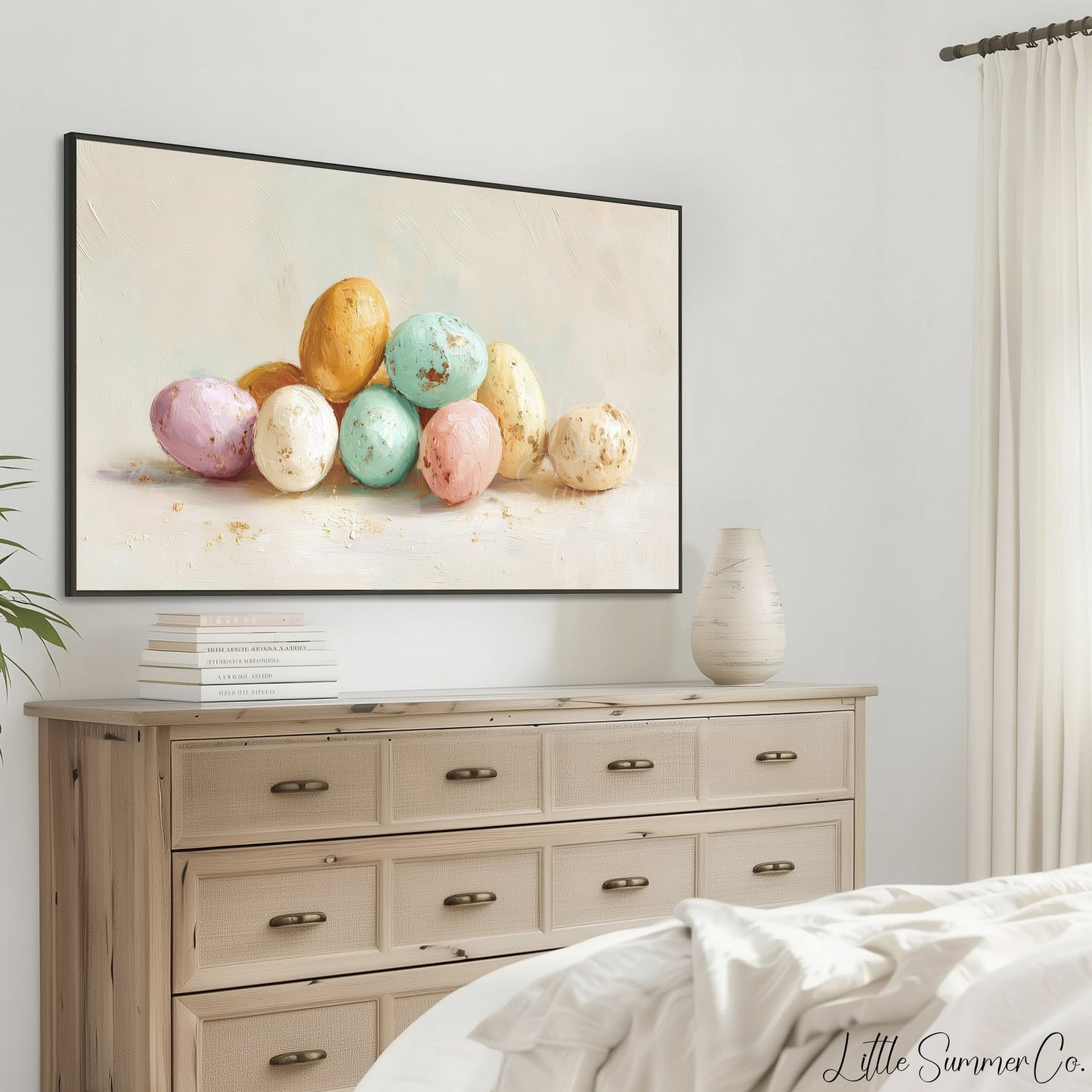 Pastel Eggs Frame TV Art displayed on a TV
