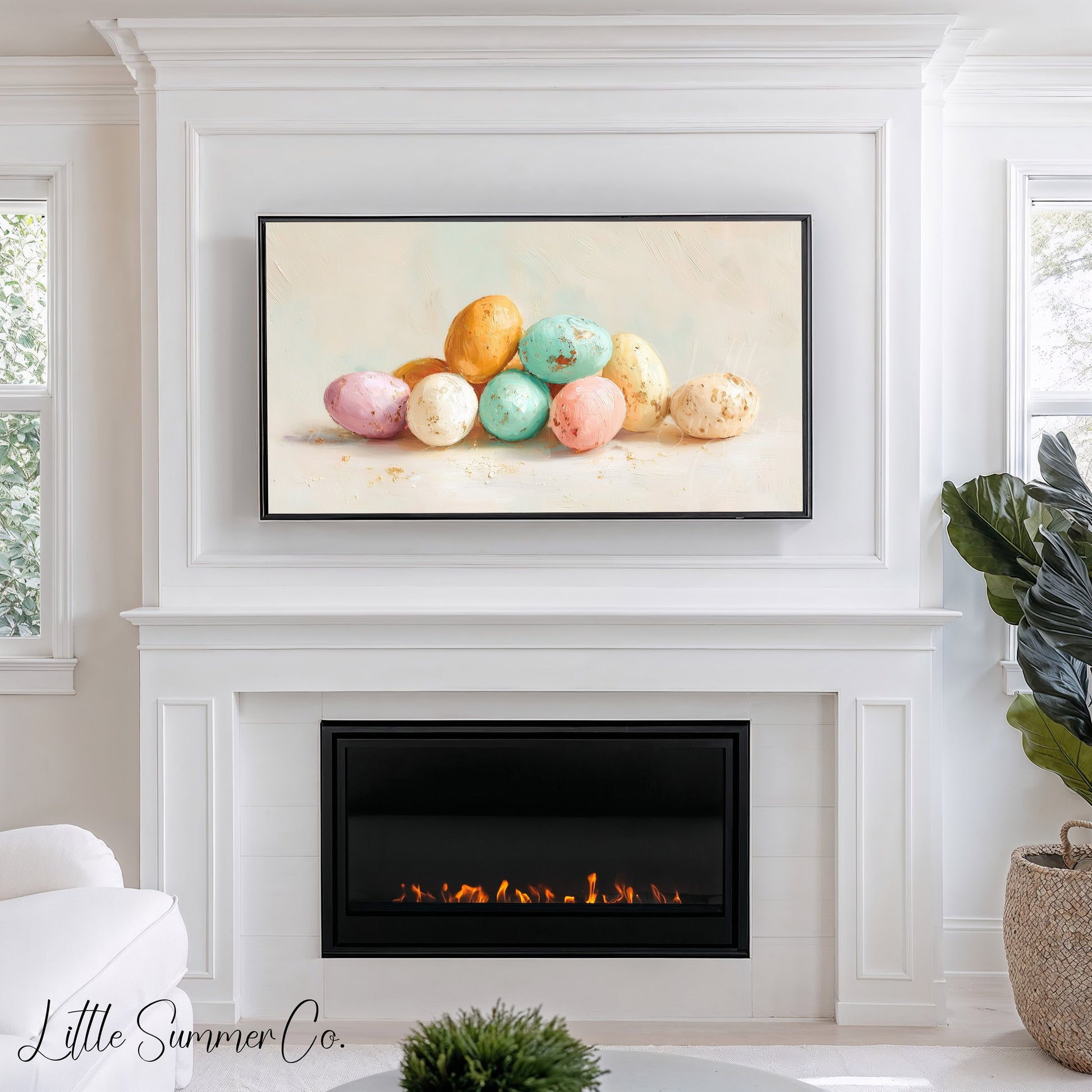 Pastel Eggs Frame TV Art displayed on a TV
