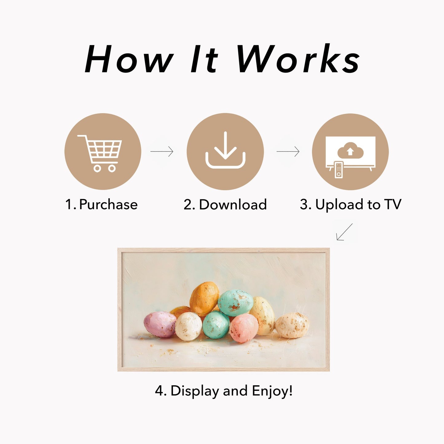 Pastel Eggs Frame TV Art displayed on a TV