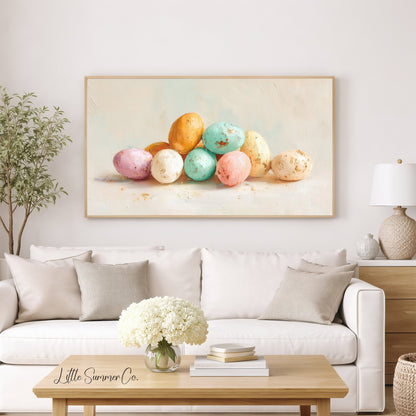 Pastel Eggs Frame TV Art displayed on a TV