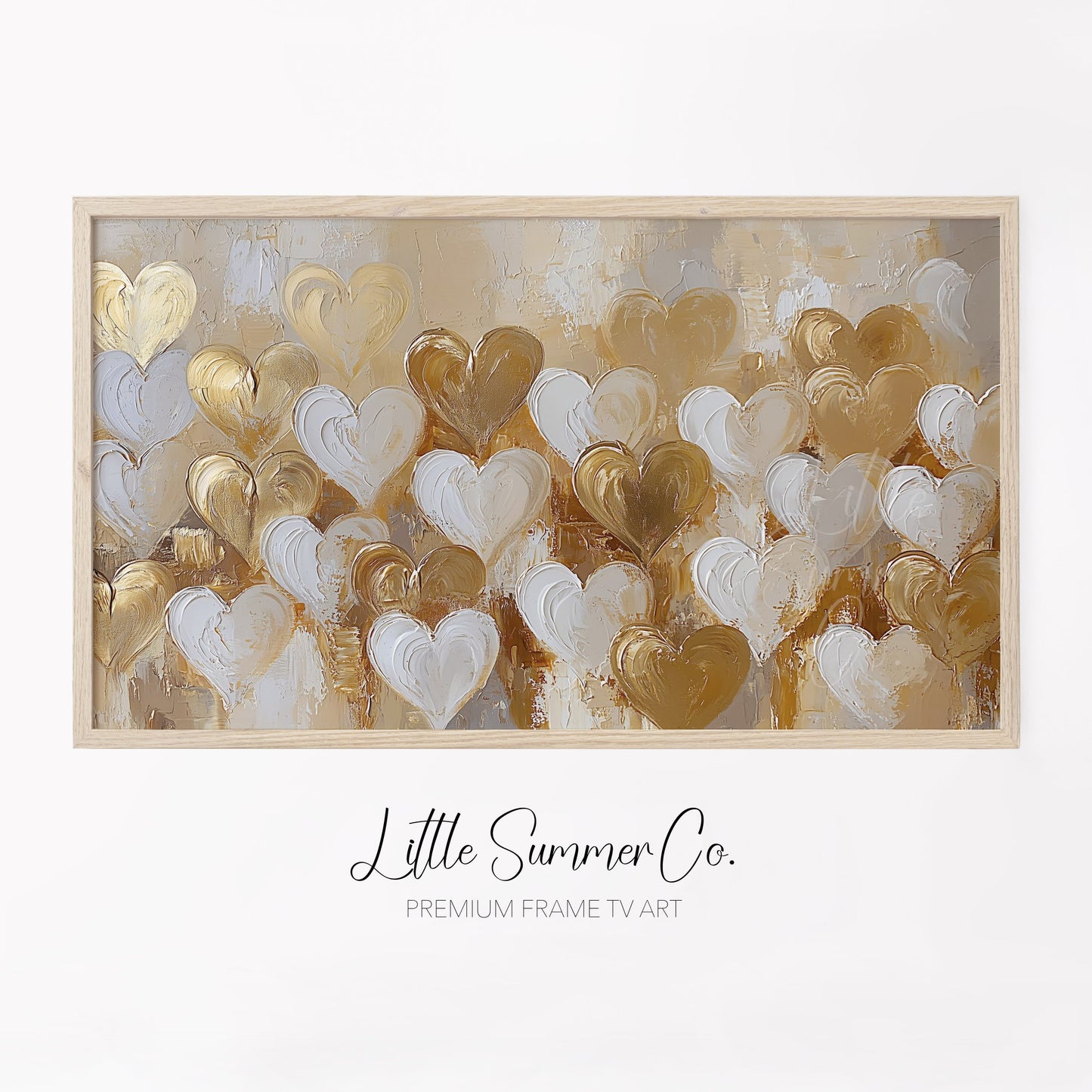 Layered Gold Hearts Frame TV Art displayed on a TV