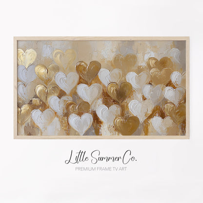 Layered Gold Hearts Frame TV Art displayed on a TV