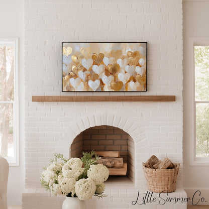 Layered Gold Hearts Frame TV Art displayed on a TV