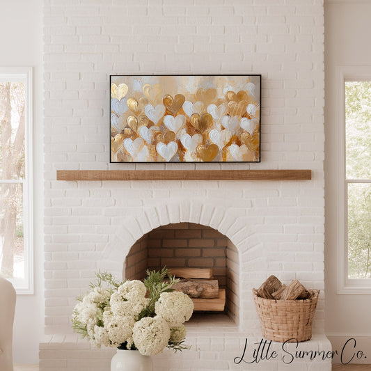 Layered Gold Hearts Frame TV Art displayed on a TV