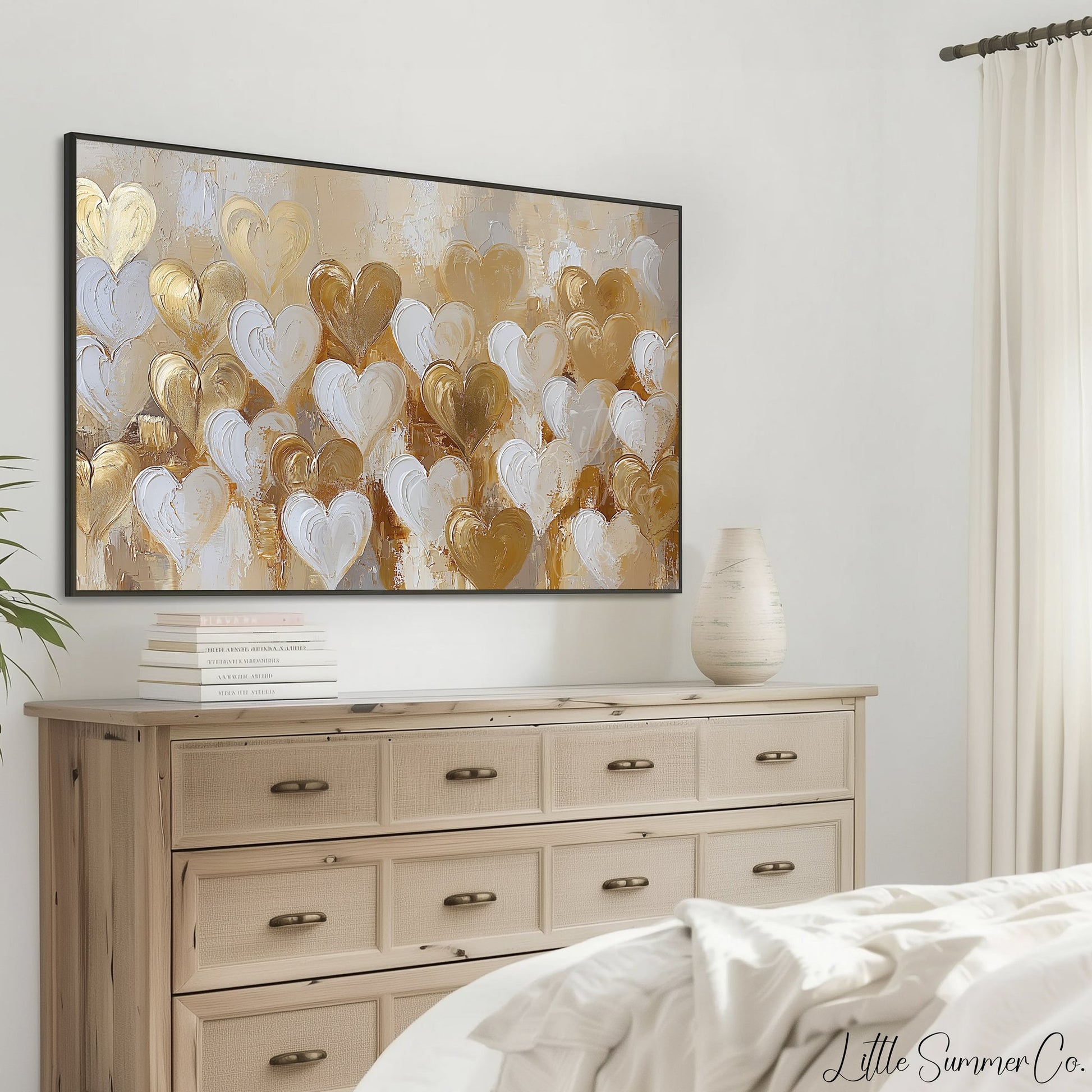 Layered Gold Hearts Frame TV Art displayed on a TV