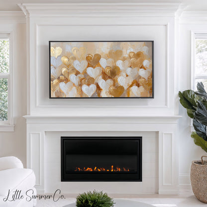 Layered Gold Hearts Frame TV Art displayed on a TV