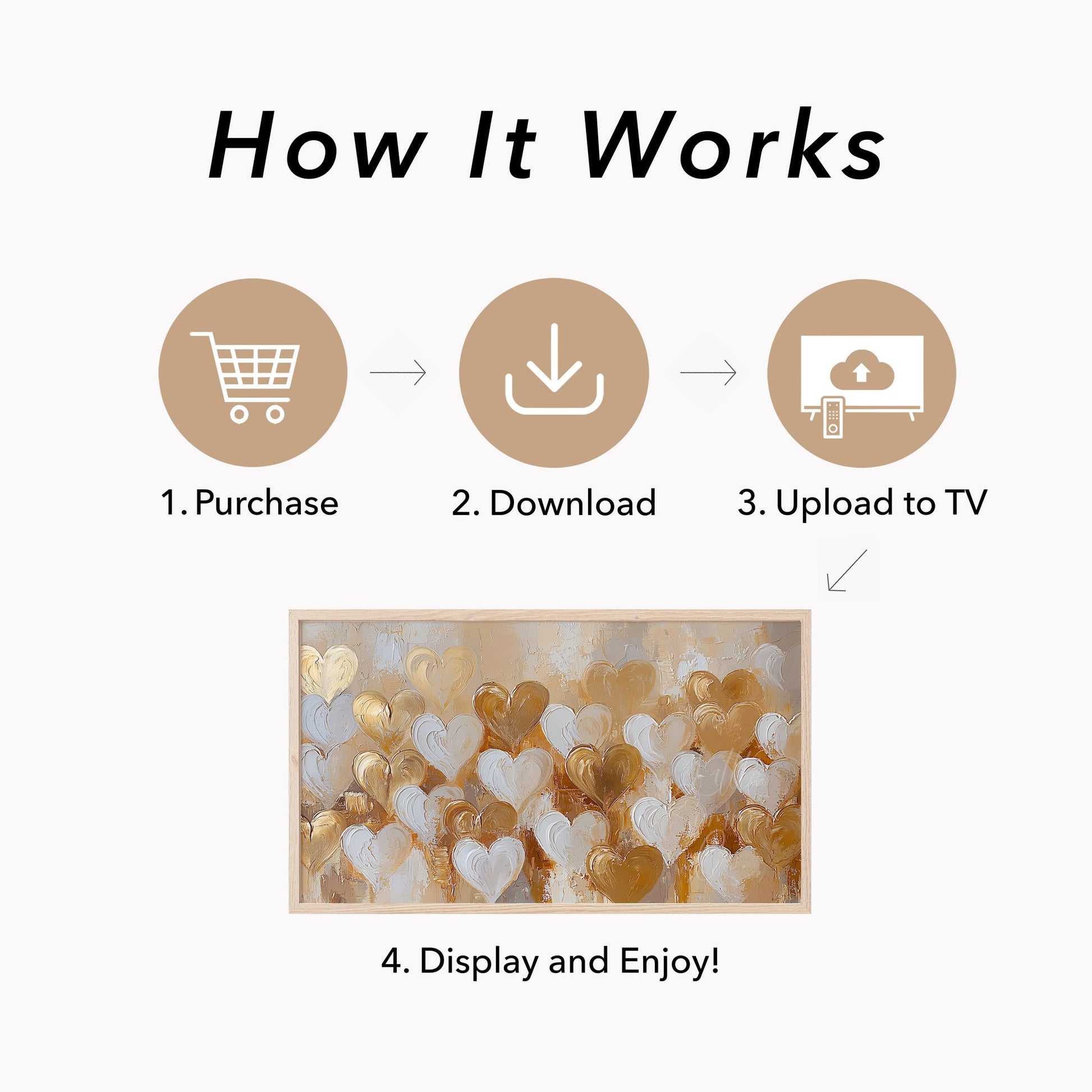 Layered Gold Hearts Frame TV Art displayed on a TV